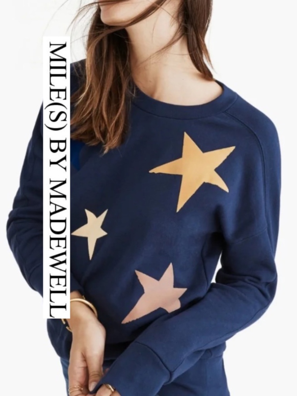 mile(s) Madewell Navy starry sweatshirt, XS, GD1306